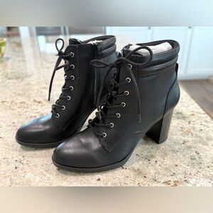Style & Co. Black Lace-Up Block Heel Ankle Boots “NEW”